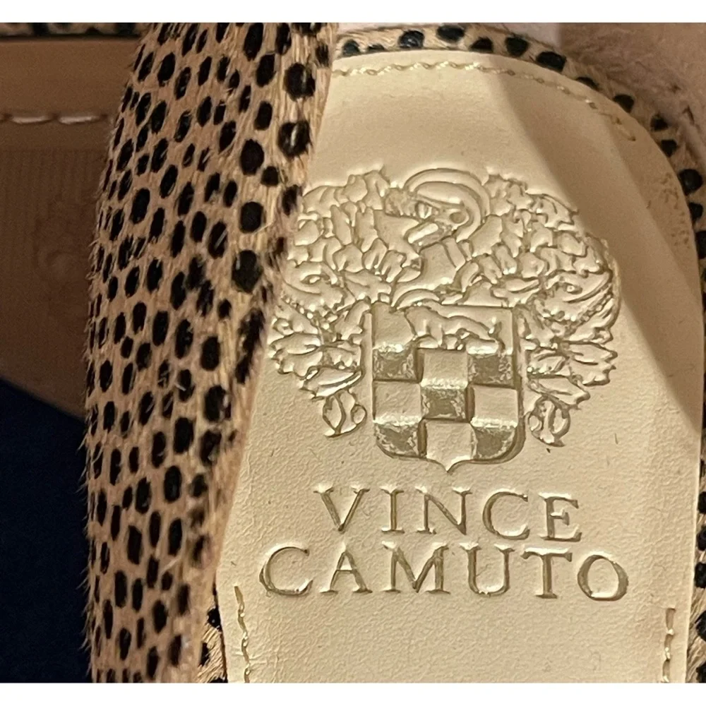 Vince Camuto Natural and Black Spotted Heels With Real Cow’s Fur SZ 10 - Picture 8 of 15